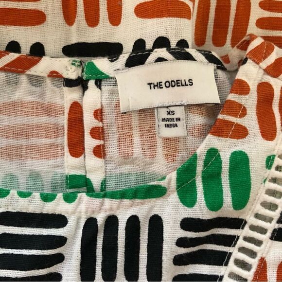 The Odell’s Kylie Blouse Anthropologie Crop Green Motiff Size XS NWOT - Picture 11 of 13